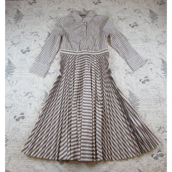 New Marella Sport Women's Praga Poplin stripe Midi Shirt Dress womens size US 6 - Picture 3 of 11